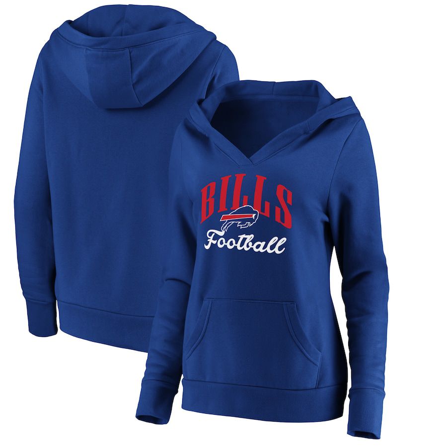 Women Buffalo Bills Fanatics Branded Royal Victory Script V-Neck Pullover Hoodie->women nfl jersey->Women Jersey